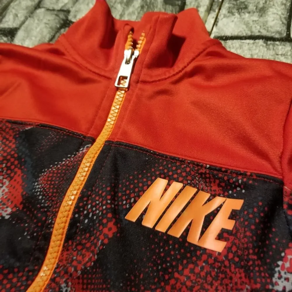 Nike Boys Jacket Size Small 4/5 Full Zip Abstract Red Active